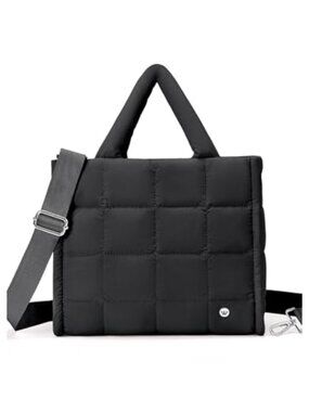 Quilted Nylon Puffer Weekender Tote Crossbody Bag for Women